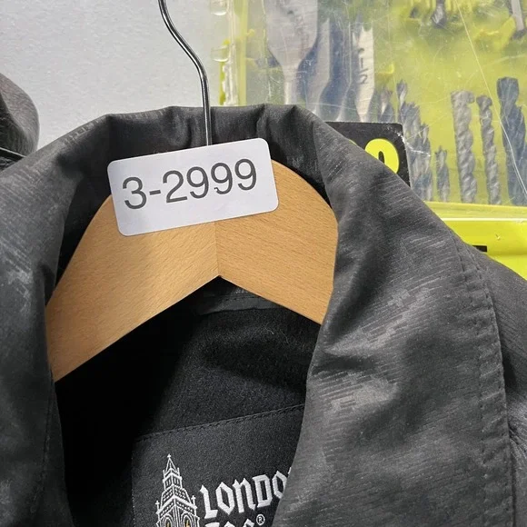 Vintage London Fog Coat Womens 4 Petite Gray Check Long Trench Lined Raincoat - Picture 10 of 10